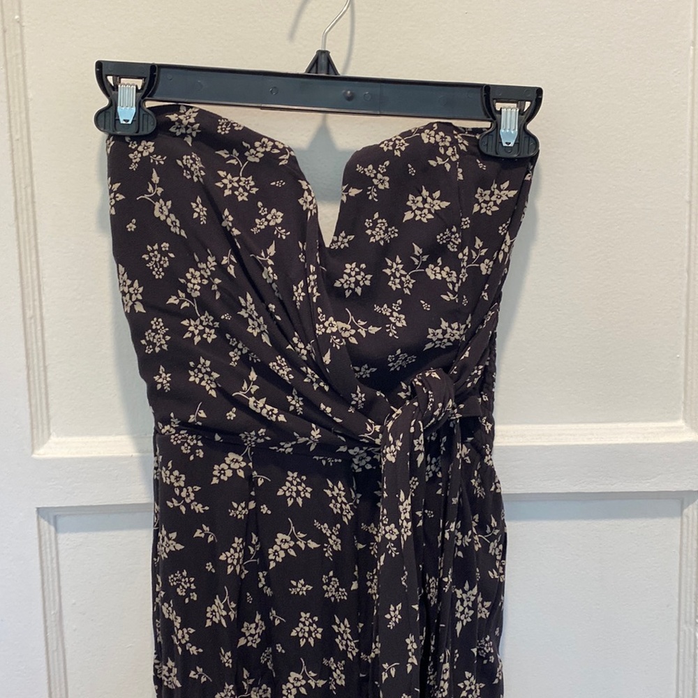 *NWT* American Eagle Strapless Black Floral Jumpsuit, Size Small